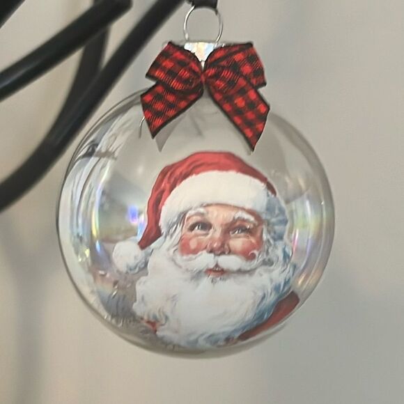 Upcycled Clear Glass Ornaments 3 Different Christmas Balls house, Santa and tree - Picture 7 of 15
